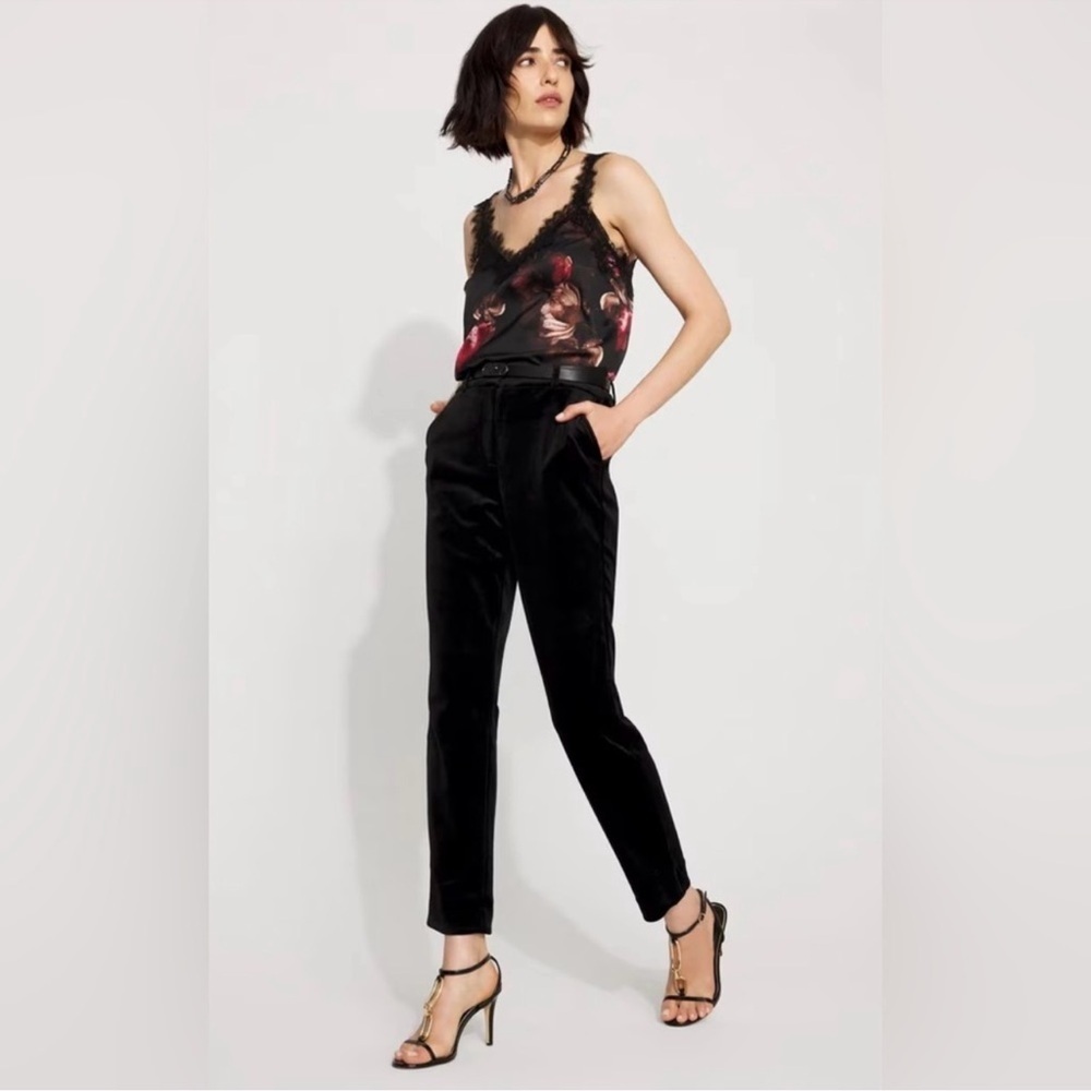 White House Black Market Black Velvet Elle Slim Ankle Pants